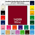 14"x14" Blank Solid Wine Red Imported 100% Cotton Handkerchief